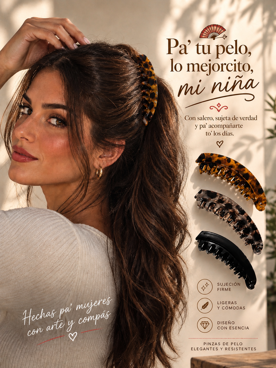 Pinza de Pelo Joya · Estilo Carey con Garras que Abrazan tu Melena