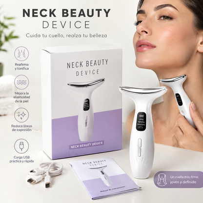 Masajeador Antiedad de Cuello con LED · Lifting, Calor 45° y 7 Modos