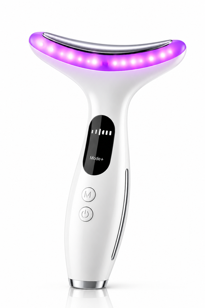 Masajeador Antiedad de Cuello con LED · Lifting, Calor 45° y 7 Modos