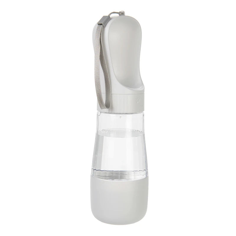 botella de agua para perros gris 